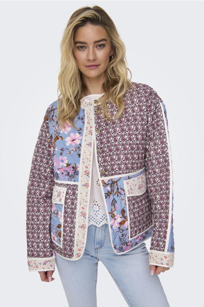 ONLSMILLA QUILTED PATCHWORK JACKET 15323550 TOFU/FLOWER&B
